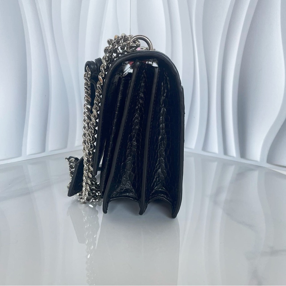 YSL Saint Laurent Black Crocodile-Embossed Leather Shoulder Bag - Picture 4 of 12